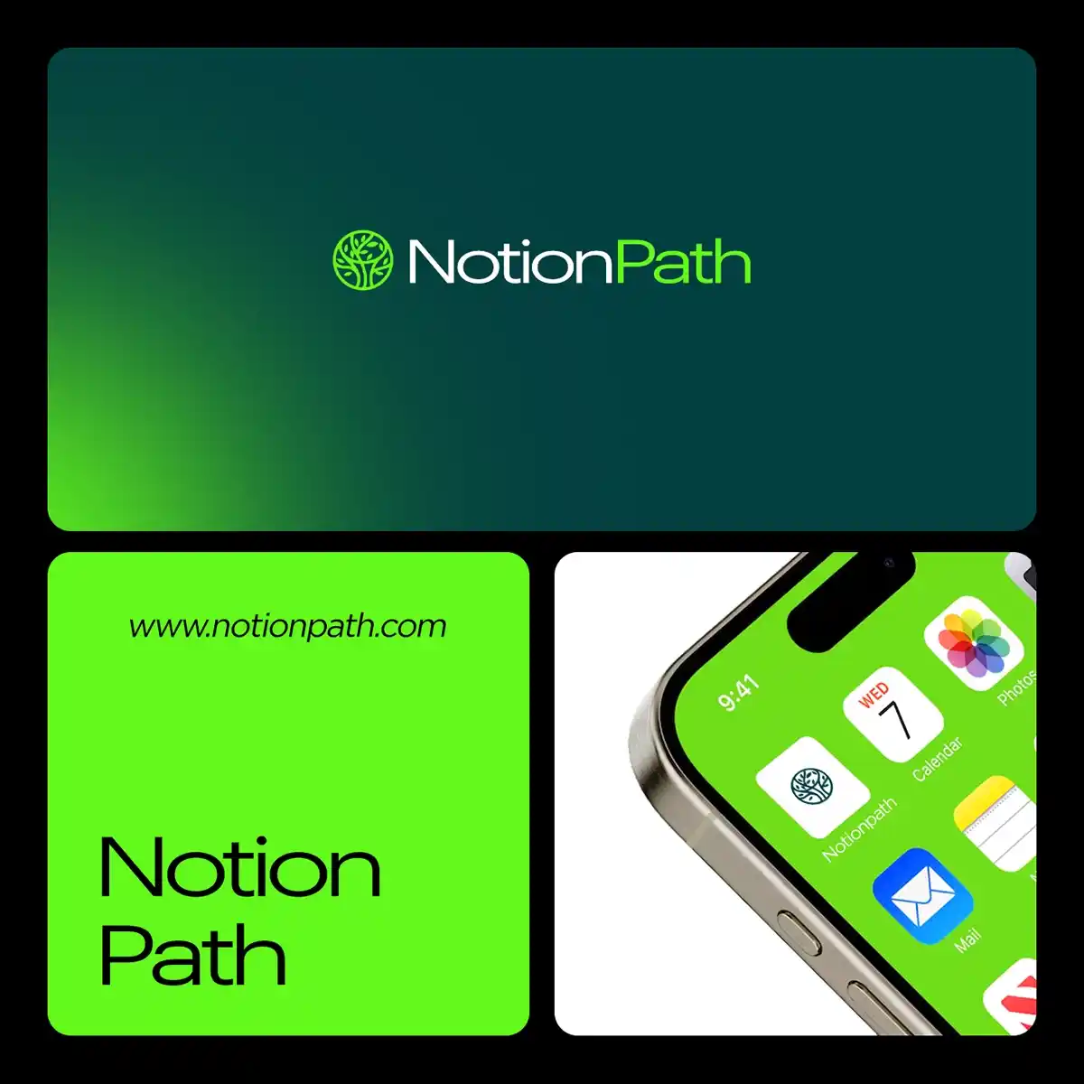 NotionPath logo design leave icon
